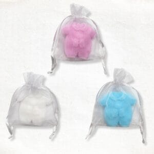Baby pak zeepje in een organza zakje
