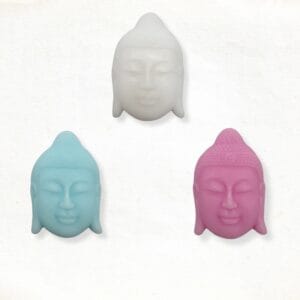 Boeddha hoofd zeepje in wit, roze en blauw