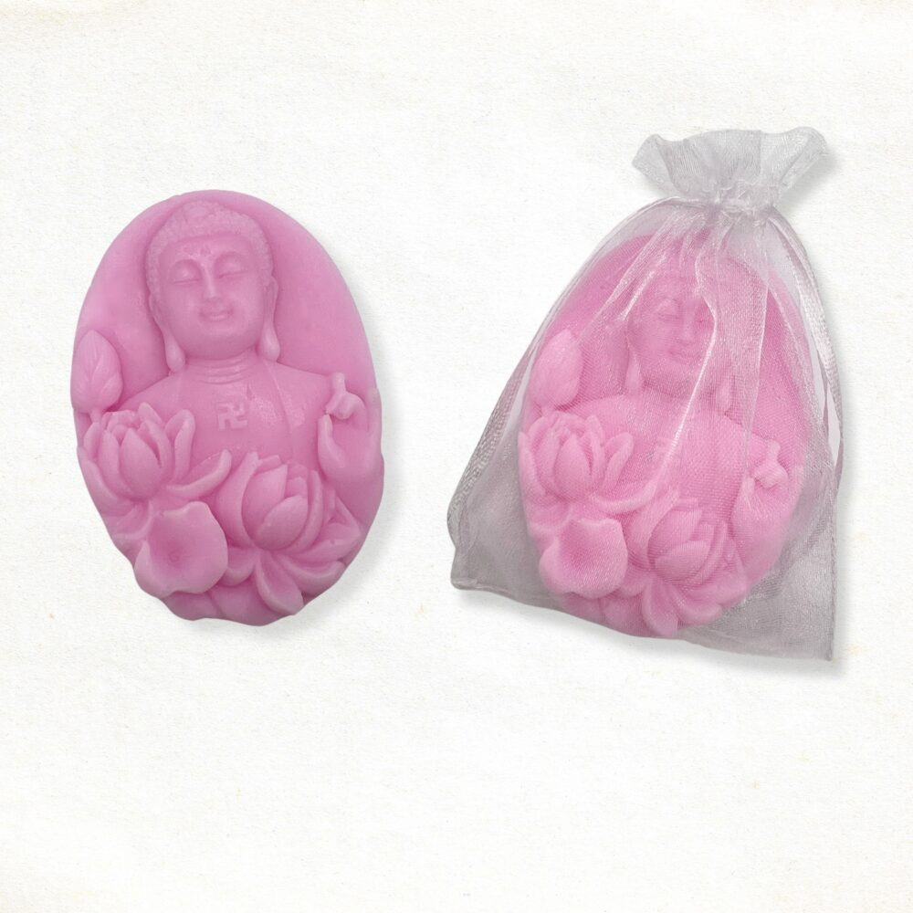 Buddha with lotus flowers soap bar in pink