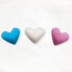 Bol hart zeepje in blauw, wit en roze