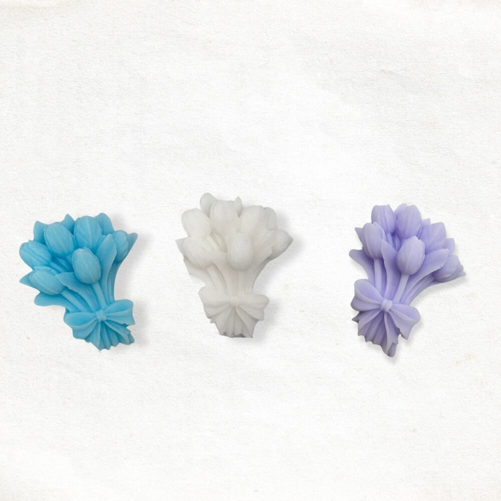Bos tulpen zeepje in lilla, wit en blauw