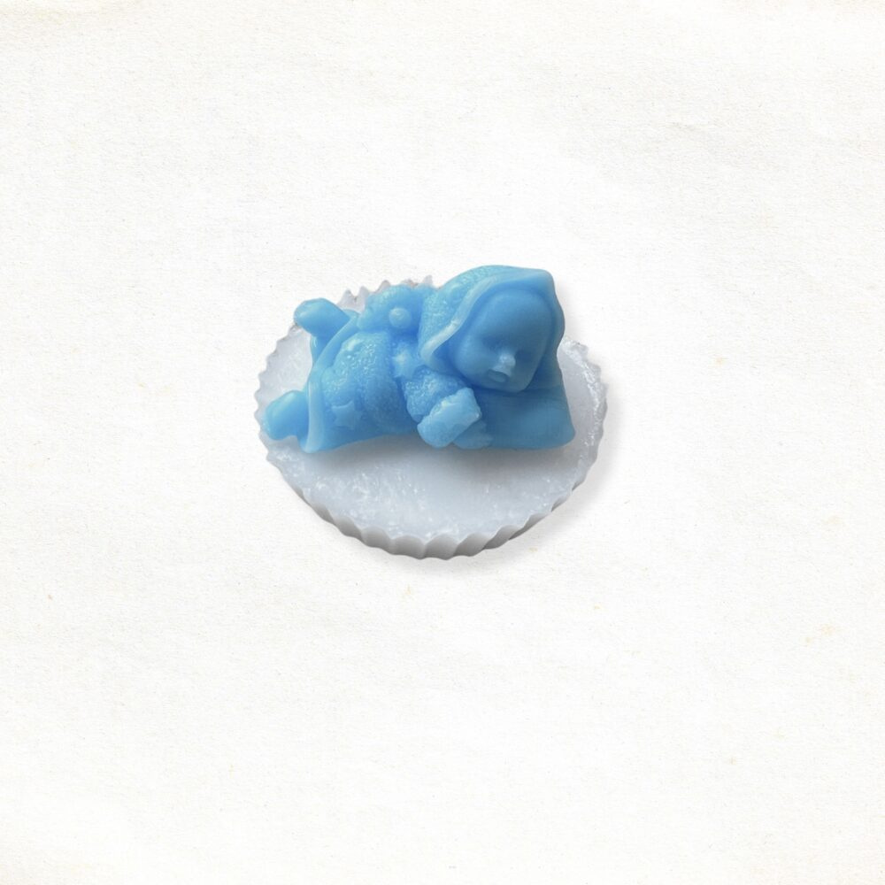 Cupcake baby zeepje in wit en blauw