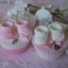 Cupcake met sloffen zeepje in roze