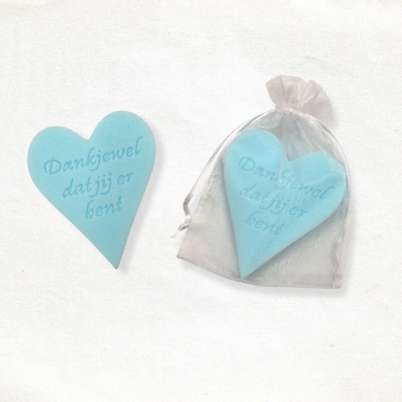 Groot hart met tekst Dankjewel dat jij er bent zeepje in blauw Groot hart met tekst Dankjewel dat jij er bent zeepje in blauw