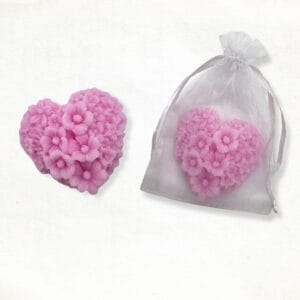 Heart with flowers soap in pink