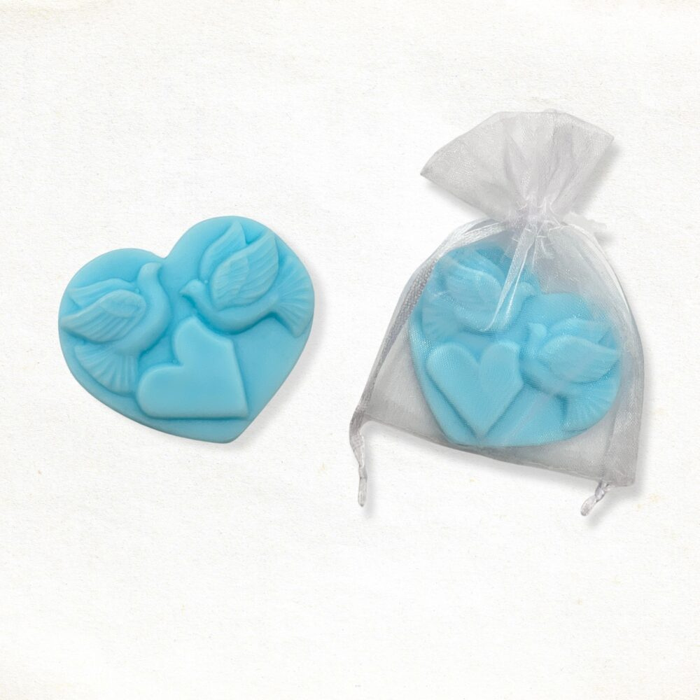 Heart with doves soap in blue