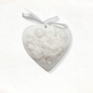 Heart with angel and roses soap in white