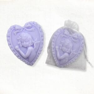 Heart with angel portrait soap bar in lilac