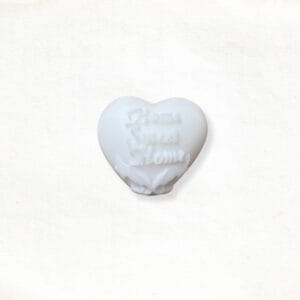 Heart with text "Home sweet home" soap in white