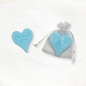Hart met tekst “Thank you” zeepje in blauw