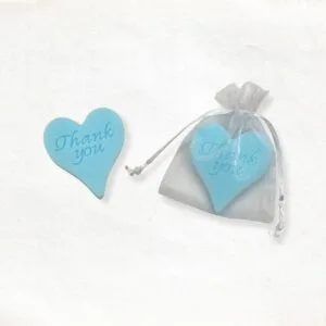 Hart met tekst “Thank you” zeepje in blauw