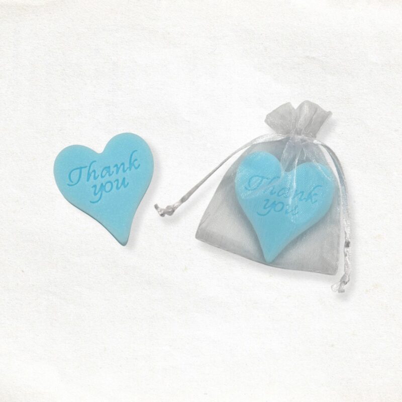 Hart met tekst “Thank you” zeepje in blauw