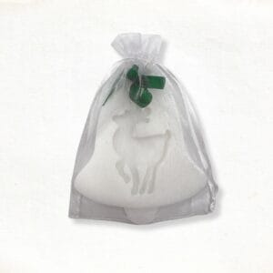 Christmas bell soap in a white organza bag