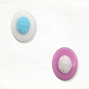 Rose guest soap in pink and blue