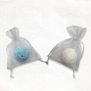 Rosebud soap in organza bag