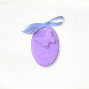 Butterfly with text "Stay strong" soap pendant in pink