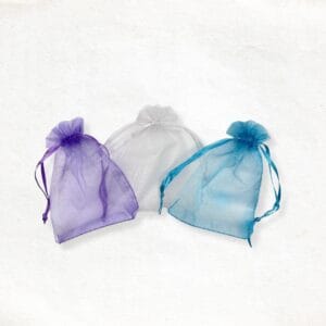Organza zakje 9 x 12 cm in paars, wit en blauw