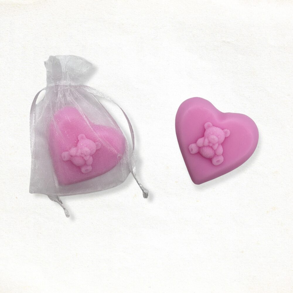 Heart with bear soap in pink