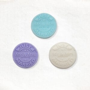 Stamp with text mr and mrs just married soap bar