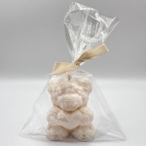 Rose bear small candle in white