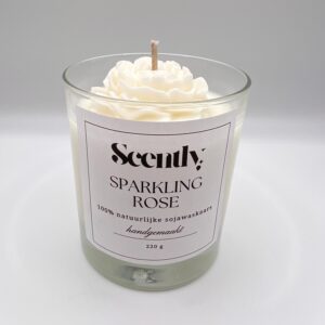 Sparkling rose candle in white