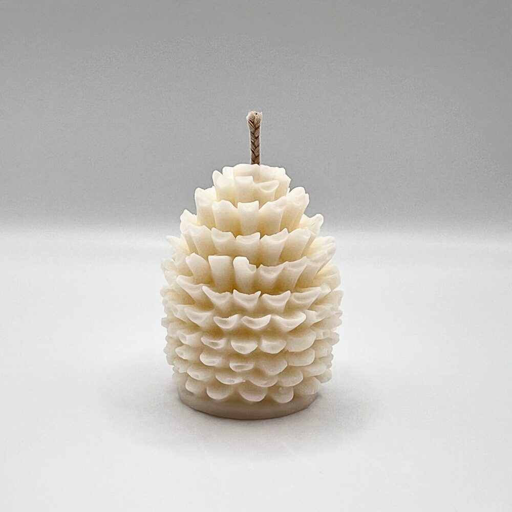 Pine cone candle in white