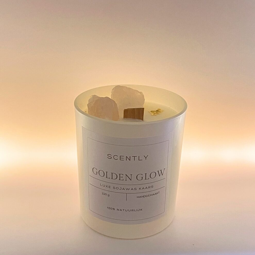 Golden Glow Kaars met rozenkwarts