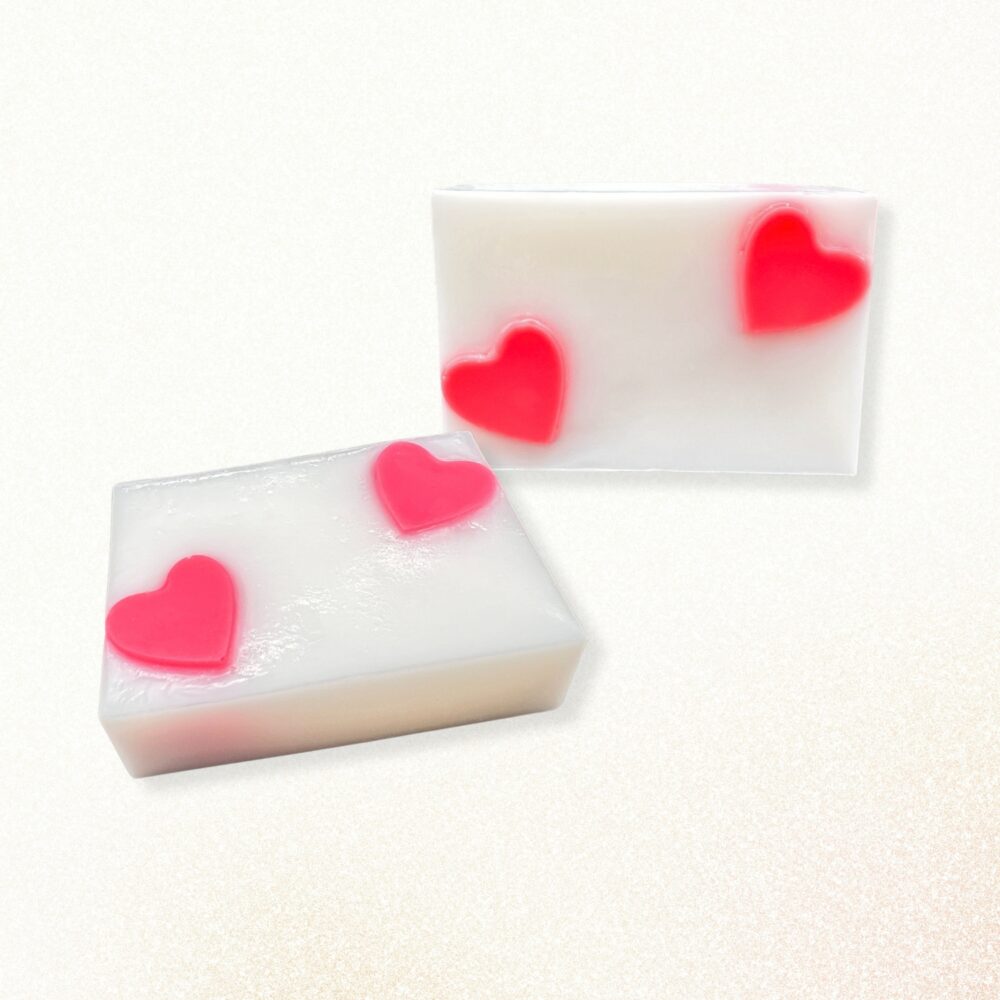 Pure heart soap in white and red