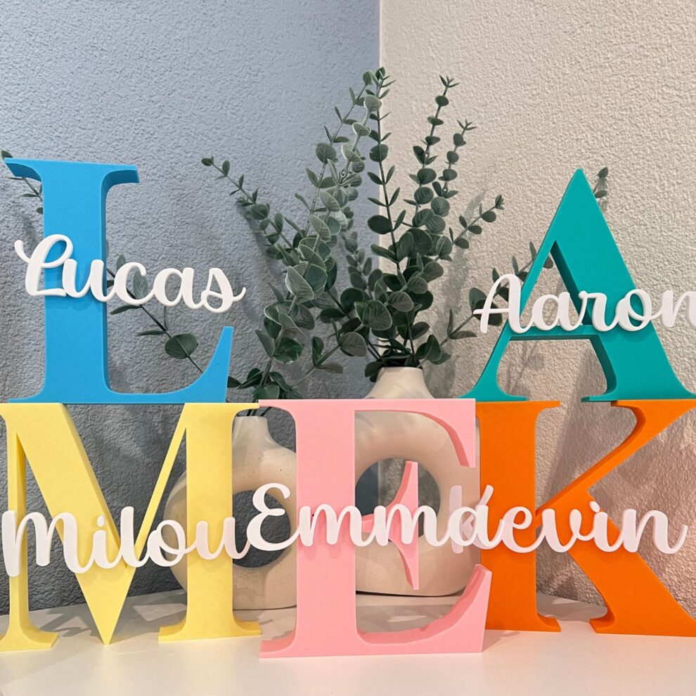 3D baby naambordje met grote letter allerlei namen 3D baby naambordje met grote letter allerlei namen