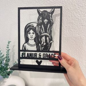 Gepersonaliseerd 3D huisdier in frame in zwart