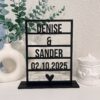 Gepersonaliseerd 3D trouw naambordje in zwart