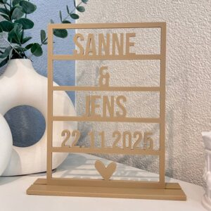 Trouwbordje Sanne en Jens in kleur beige