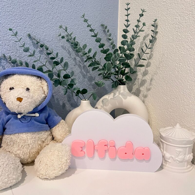 3D Naambordje Wolk Elfida